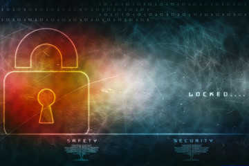 2d illustration Safety concept: Closed Padlock on digital background