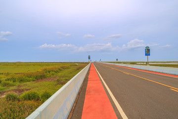 Tower for Views of Panorama Sunset and Sunrise at Thale Noi in Phatthalung, Thailand.

