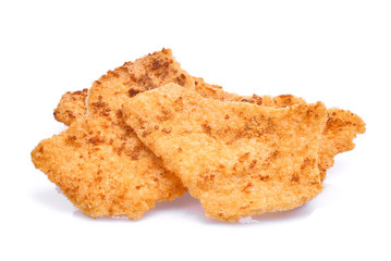 rice cracker with pork floss isolated on white background