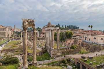 Rome, Italy. View of the Roman Forum from Tabularium