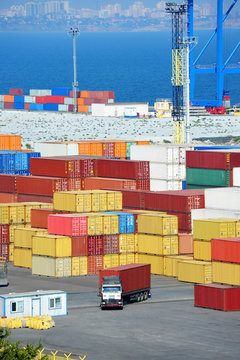 Cargo container in port