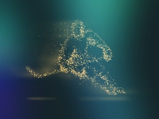 Hockey Player in blue lights - Ice fight - Championship Hockey - Hockey player Silhouette - Blue color
