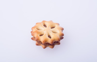 cookie biscuits with filling on background
