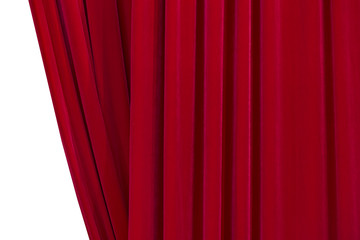 Large picture of red curtains isolated on the white background