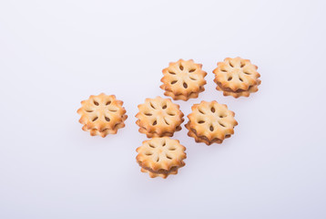 cookie biscuits with filling on background