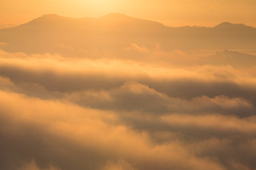 Morning Mist at Tropical Mountain Range,Thailand