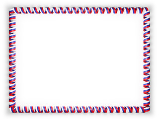 Frame and border of ribbon with the Russia flag. 3d illustration