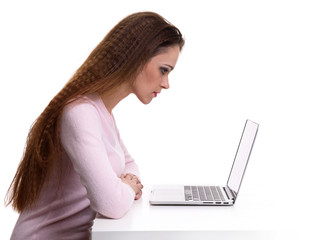woman use laptop computer at the desk