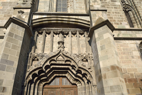 detail of Black Church (Romanian - Biserica Neagra) at Honterus Courtyard in Brasov, Romania