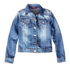 Jean denim female jacket isolated.