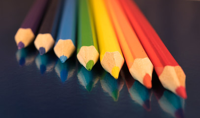Rainbow colors in pencils