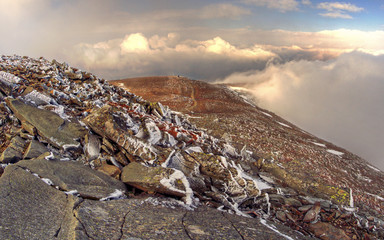 Foggy mountain, view from Diablak, Babia Gora
