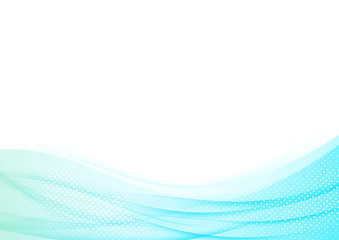 Soft color abstract blue background. Nice swoosh wave dotted in white particle dynamic line. Vector illustration