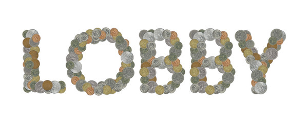 LOBBY – Coins on white background