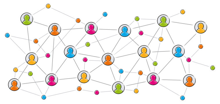Soziales Netzwerk / Vektor, farbig, freigestellt