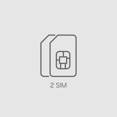 Dual SIM icon sign. Double SIM card symbol vector illustration. Dual band smartphone picture