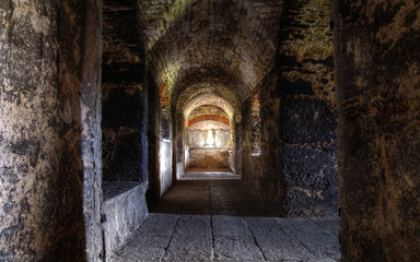 Dark corridor in Ogrodzieniec castle