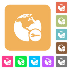 Secure internet surfing rounded square flat icons