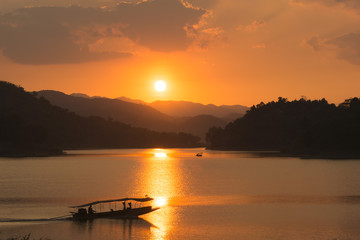 Fototapeta premium Landscpae view. Sunset at Kaeng Krachan National Park in Thailand.