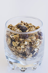 Granola in glass cup