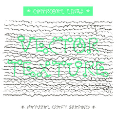 Pencil charcoal vector graphics for template banner with natural raw lines and curves. Grungy style and vintage abstract geometric effect.