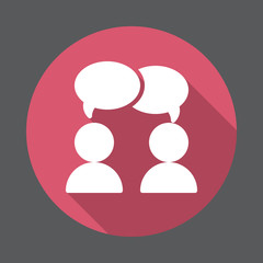 Chat, forum flat icon. Round colorful button, circular vector sign with long shadow effect. Flat style design