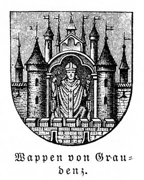 Coat of arms of Grudziądz, Poland (from Meyers Lexikon, 1895, 7/888)