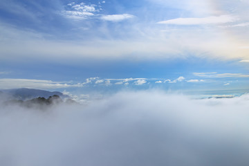 beautiful view point at Golden Buddha meditating - the Tiger Temple in Krabi Thailand

