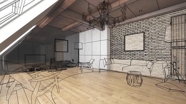Wohnzimmer in der Mansarde (loop 4k UHD)