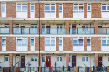 Council housing flats in East London - obrazy, fototapety, plakaty