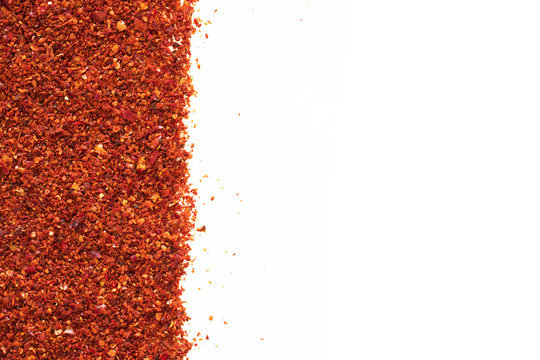 Red Chili Pepper Powder On White Background