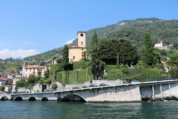 Naklejka premium Church in Gravedona on Lake Como, Lombardy Italy