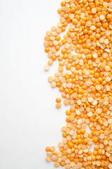 Yellow peas on a white background