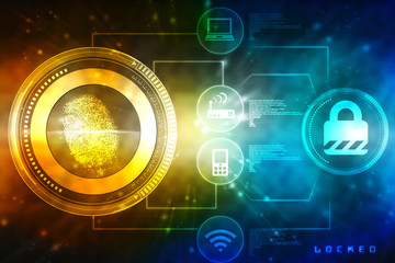 Fingerprint Scanning Technology Concept 2d Illustration