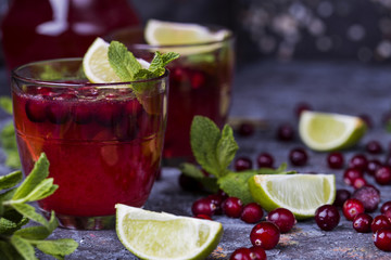 fresh cranberry juice in a glass