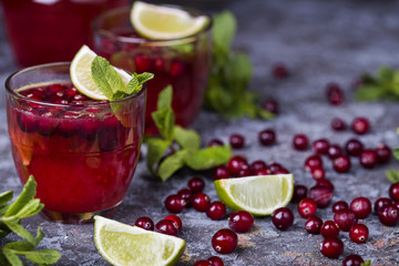 fresh cranberry juice in a glass