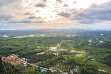 beautiful view point at Golden Buddha meditating - the Tiger Temple in Krabi Thailand

