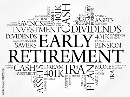 Early Retirement Word Cloud Collage With Great Terms Such As - 