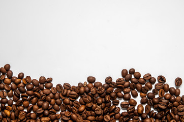 Mixture of different kinds of coffee beans. Coffee Background. roasted coffee beans.