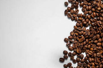 Mixture of different kinds of coffee beans. Coffee Background. roasted coffee beans.