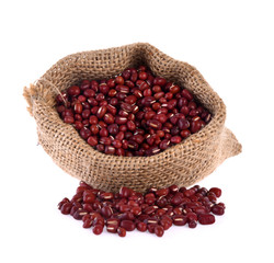 Japanese red beans or Adzuki Bean on white background