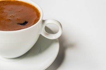 Coffee cup and saucer on a white background. Coffee collection