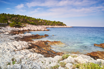 Fototapeta na wymiar Stone beach on the Adriatic in Croatia