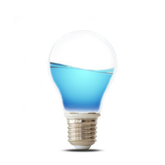 Save Water Concept, water in light bulb isolated on white background
