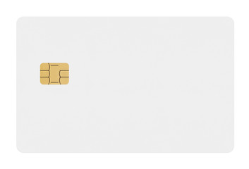 Empty plastic card with a chip on white background - 147931159