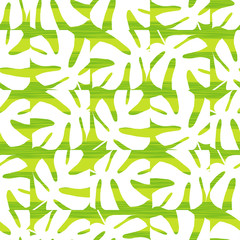 Seamless background with decorative leaves. Summer tropical design.
