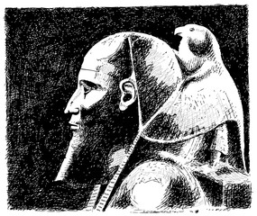 Profile of the pharaoh of Ancient Egypt.