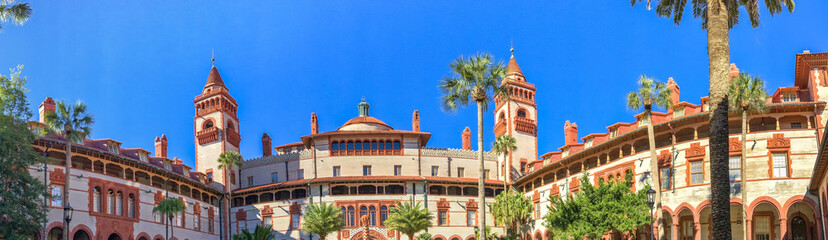 ST. AUGUSTINE, FLORIDA - FEBRUARY 2016: Panoramic view of Flagler College. St Augustine is a famous...