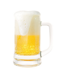 Cold beer in glass isolated on a white background.
