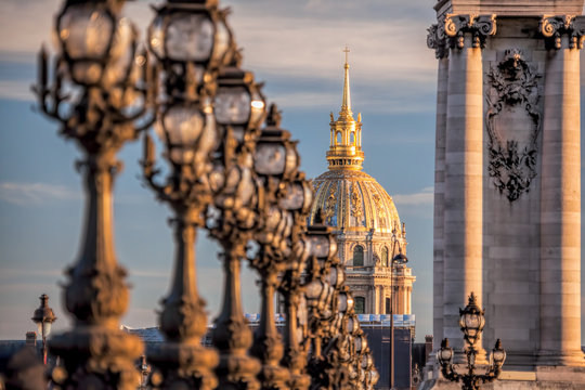 Fototapeta Alexandre III bridge with Invalides in Paris, France